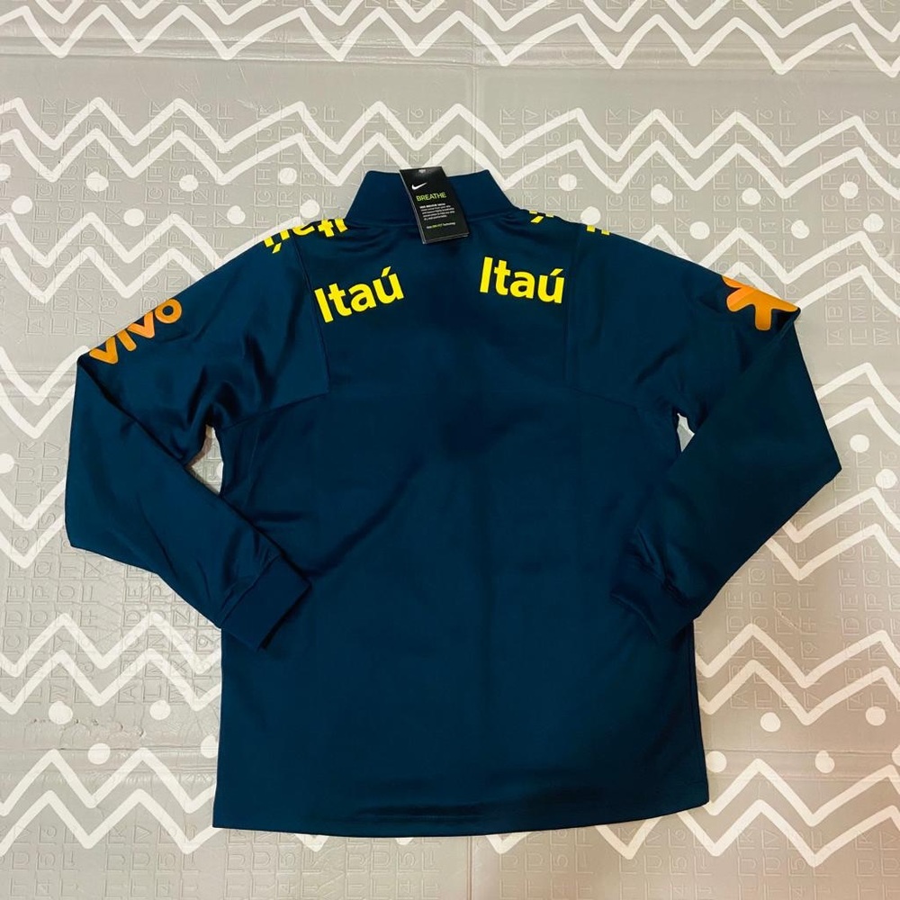 Nike brasil Brazil navy training pre match soccer jacket sweatshirt - Picture 4 of 4